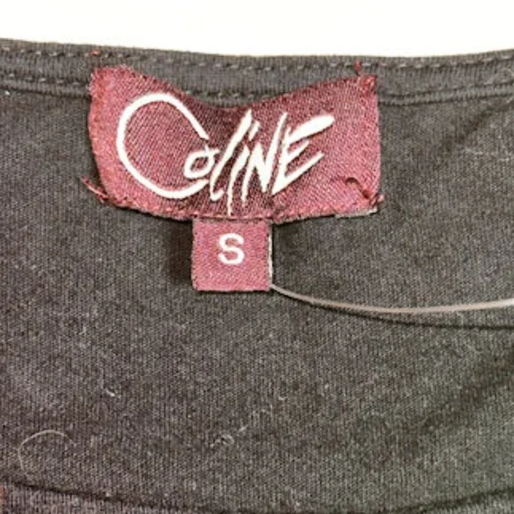 Coline Sleeveless T-Shirt, Kaleidoscope Pattern on Black, Size Small - Picture 5 of 7